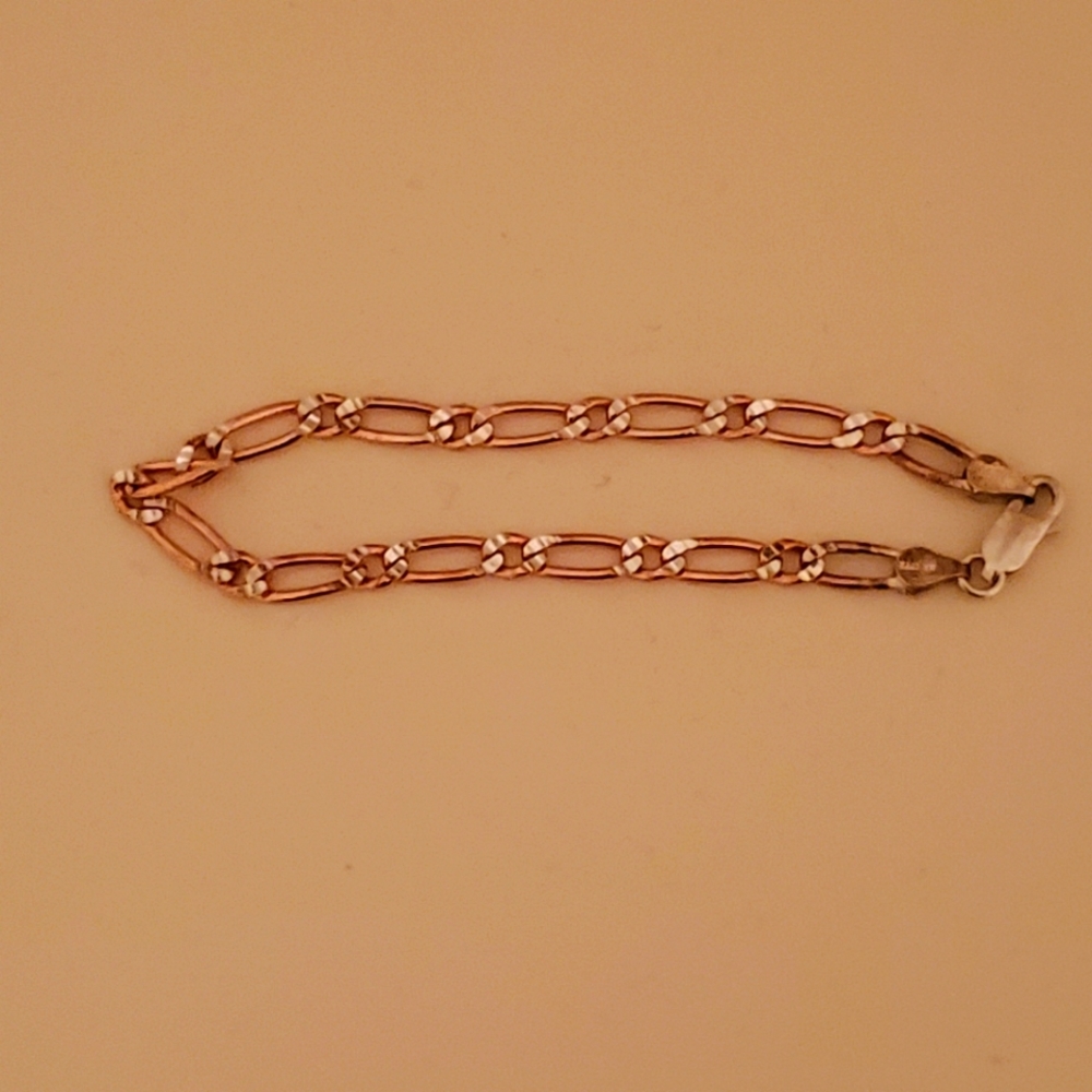 Ross Simons rose gold  diamond cut link bracelet